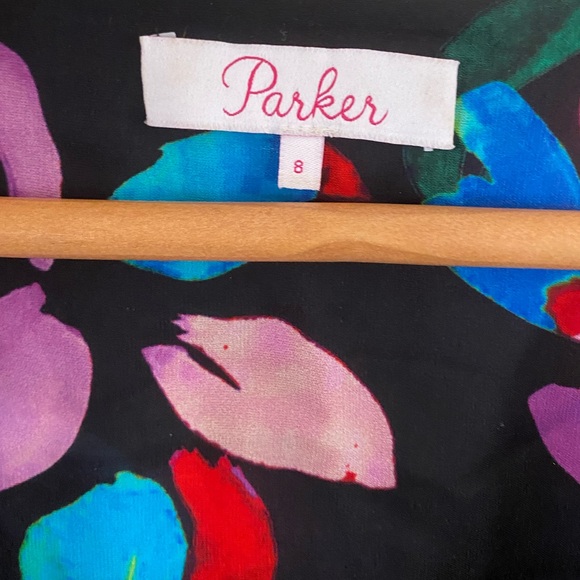 ✨ Parker Cora Silk Blend Multicolor Floral Print Long Sleeve Midi Dress ✨ - Picture 13 of 16